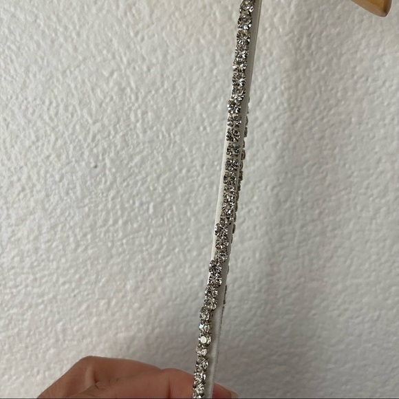 NBD Julina Crystal Embellished Top in Ivory & Silver Wrap Style Pleated Size L - Picture 5 of 14